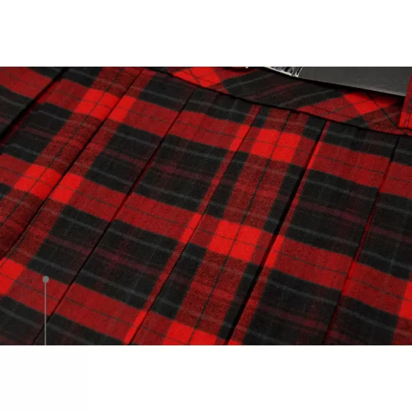 imagechouyatou Womens ALine Plaid Wool Blend Pleated Skirt Side ZipperH475red