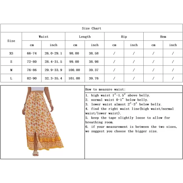 imagechouyatou Womens Boho Elastic Waist ALine Floral Print Maxi Skirt Front SplitYellow