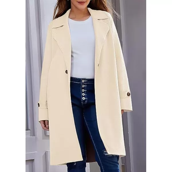 imagechouyatou Womens Casual Notch Lapel Wool Coat Single Breasted Long Winter Wool Trench Pea CoatApricot