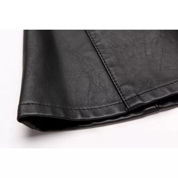 imagechouyatou Womens Casual Side Zipper Flare Pleated Faux Leather Skater SkirtsBlack