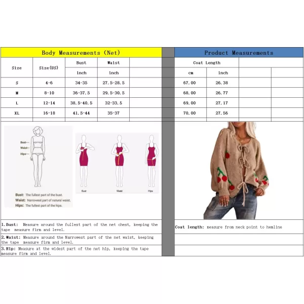 imagechouyatou Womens Cute Y2K Cherry Tie Knot Cardigan Casual Loose Crewneck Chunky Knit Sweater CardiganWhite