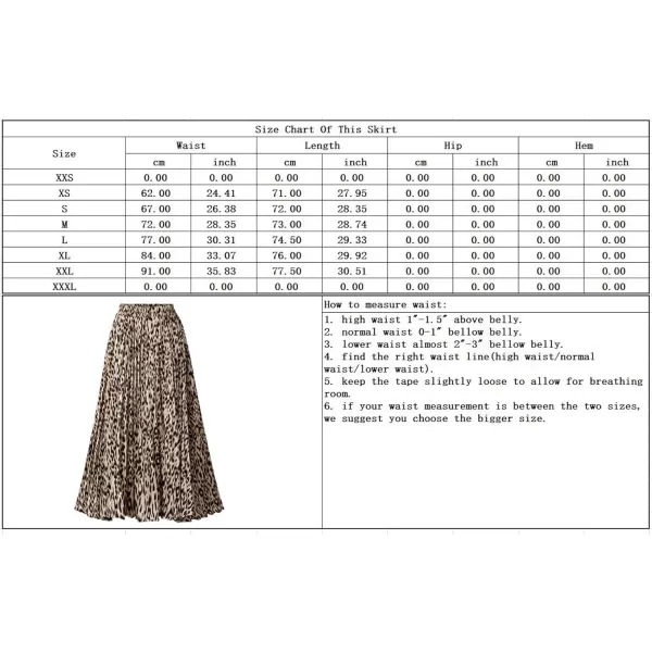imagechouyatou Womens Elastic Waist Leopard Print ALine Pleated Swing Midi Length Full SkirtBrownleopard