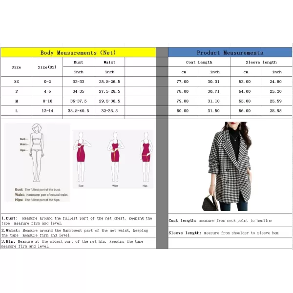 imagechouyatou Womens Fall Winter Casual Business Plaid Wool Coat Loose Double Breasted Dressy Blazer Pea CoatPlaid Black