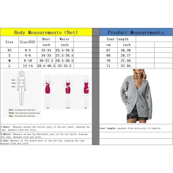 imagechouyatou Womens Floral Embroidered Cardigans Button Down VNeck Knit Cardigan Sweater Coat OuterwearBlack