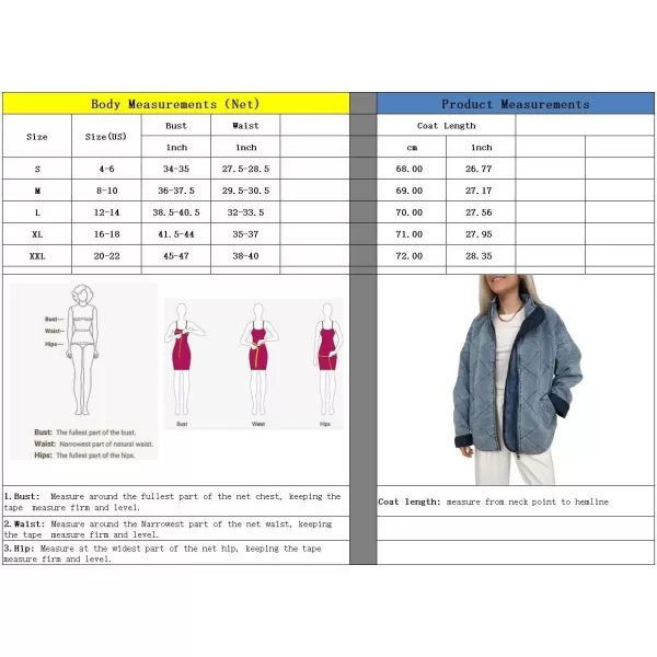 imagechouyatou Womens Vintage Quilted Denim Jacket Shacket Oversized Zip Up Puffer Jacket Winter CoatBlue