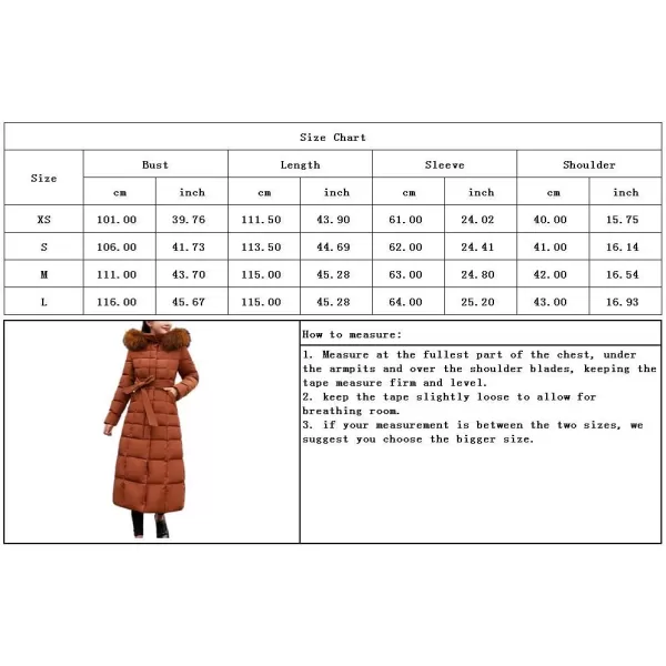 imagechouyatou Womens Warm Belted Maxi Long Padded Winter Coat Removable Fur HoodBrown