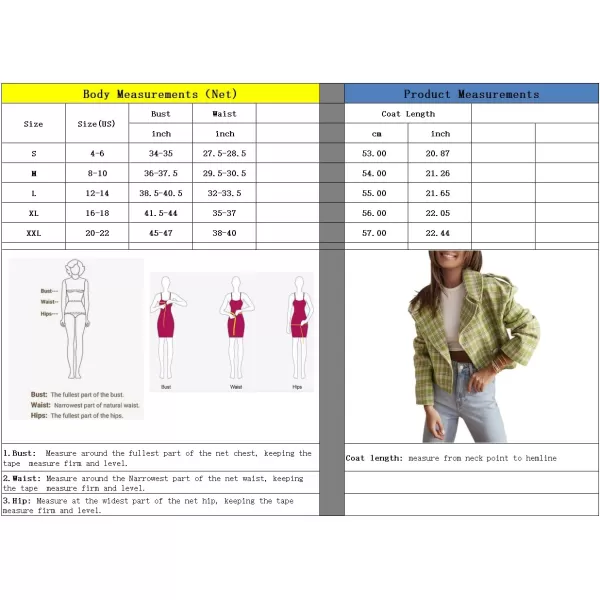 imagechouyatou Womens Winter Double Breasted Plaid Wool Blazer Jacket Business Short Wool Pea CoatGreen