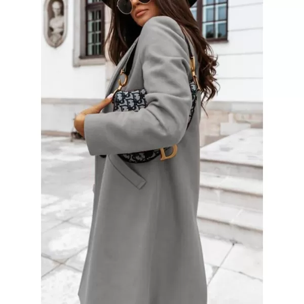 imagechouyatou Womens Winter Wool Coat Shawl Collar Business Casual One Button Midi Long Pea CoatGrey