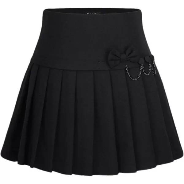 imagechouyatou Womens ALine Plaid Wool Blend Pleated Skirt Side Zipper65black