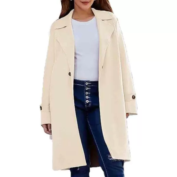imagechouyatou Womens Casual Notch Lapel Wool Coat Single Breasted Long Winter Wool Trench Pea CoatApricot