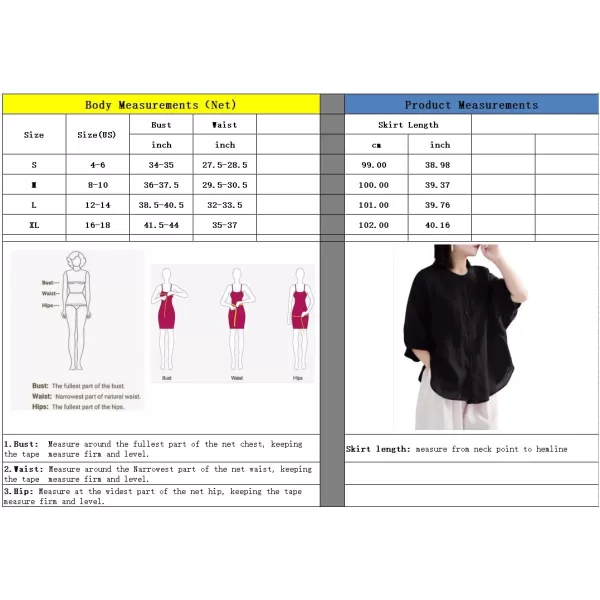 imagechouyatou Women Summer Casual Lantern 34 Sleeve Button Down Cotton Linen Shirts Loose Dolman Top BlouseBlack