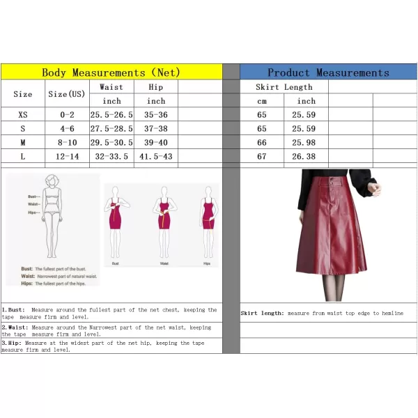 imagechouyatou Womens Casual High Waist Pu Leather Skirts ALine Faux Leather Midi Long Skirt with PocketsRed