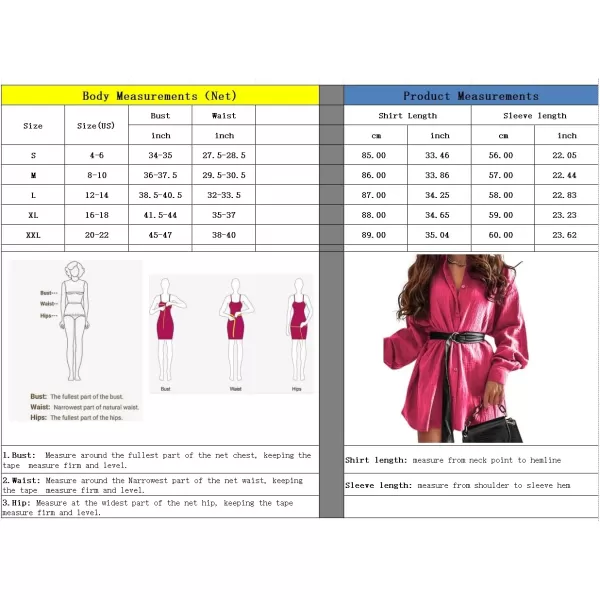 imagechouyatou Womens Cotton Midi Long Button Down Shirt Long Sleeve Loose Casual Work Blouse Top with TieFuchsia
