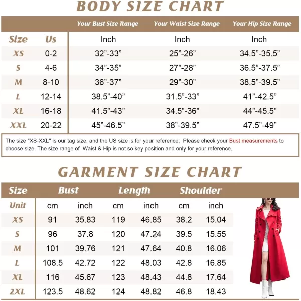 imagechouyatou Womens Fall Dressy Office Double Breasted Maxi Long Trench Coat OvercoatRed