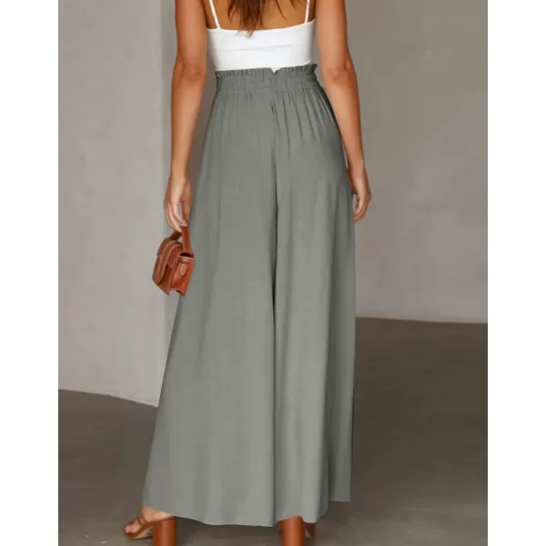 imagechouyatou Womens Summer High Waisted Wide Leg Pants Casual Dressy Palazzo Pants CulottesGreen