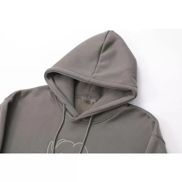 imagechouyatou Women Fall Oversized Graphic Sweatshirt Hoodie Winter Cute Pullover Y2K SweatshirtDark Grey