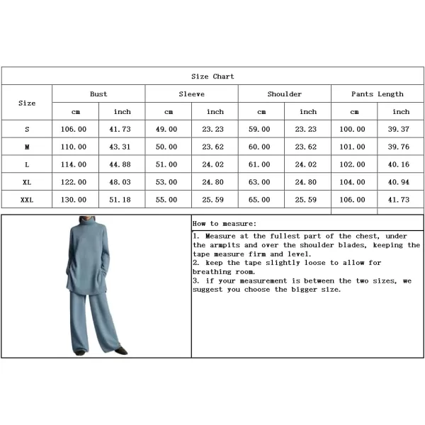 imagechouyatou Womens Casual 2 Piece Outfits Turtleneck Knitted Sweater Wide Leg Pants SetGrey