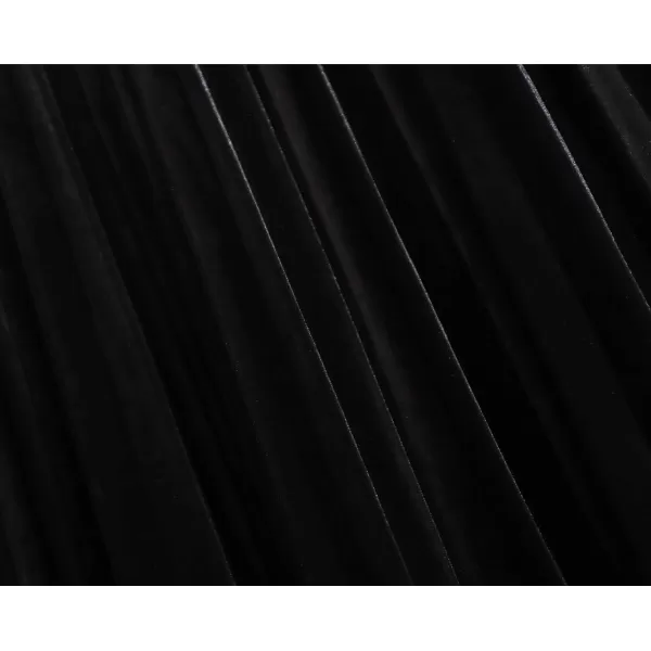 imagechouyatou Womens Casual Stretched High Waist Plus Size A Line Flared Flowy Pleated Long Velvet Party SkirtBlack