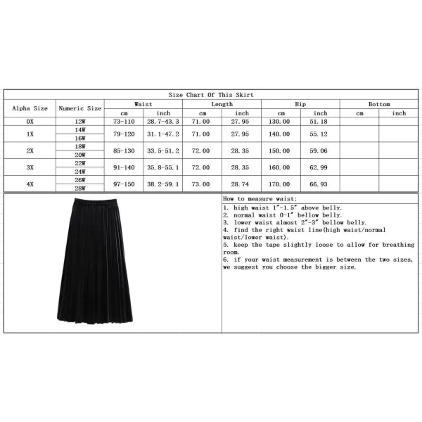 imagechouyatou Womens Casual Stretched High Waist Plus Size A Line Flared Flowy Pleated Long Velvet Party SkirtCaramel