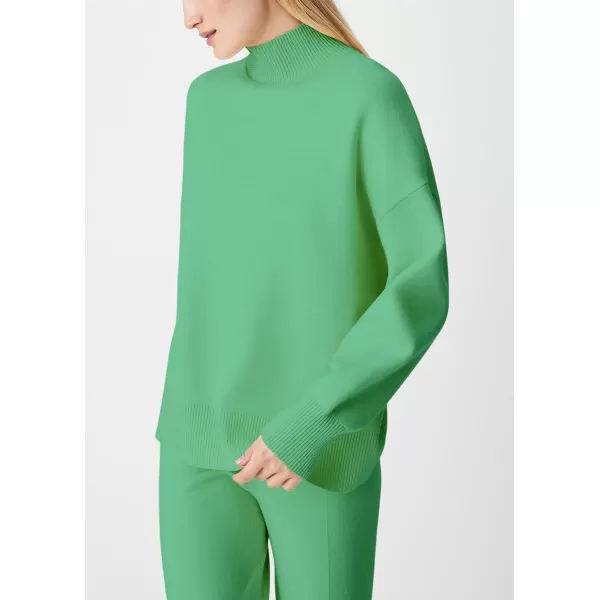 imagechouyatou Womens Fall 2 Piece Outfits Knit Sweater Sets Mock Neck Sweater High Waist Pants Lounge SetsGreen