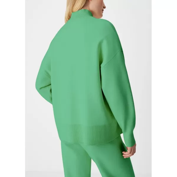 imagechouyatou Womens Fall 2 Piece Outfits Knit Sweater Sets Mock Neck Sweater High Waist Pants Lounge SetsGreen