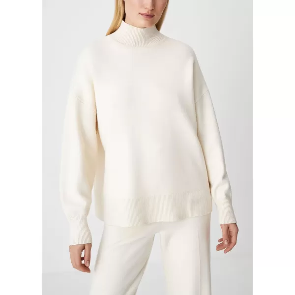 imagechouyatou Womens Fall 2 Piece Outfits Knit Sweater Sets Mock Neck Sweater High Waist Pants Lounge SetsOffwhite
