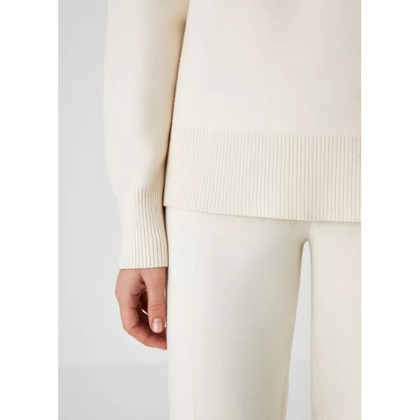 imagechouyatou Womens Fall 2 Piece Outfits Knit Sweater Sets Mock Neck Sweater High Waist Pants Lounge SetsOffwhite