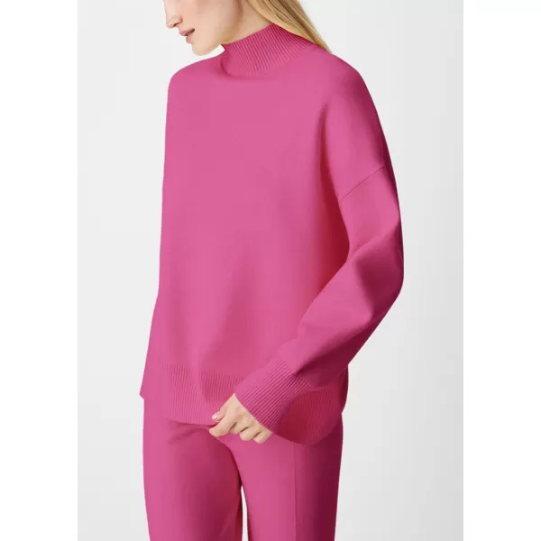imagechouyatou Womens Fall 2 Piece Outfits Knit Sweater Sets Mock Neck Sweater High Waist Pants Lounge SetsRose Red