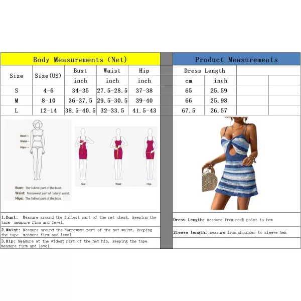 imagechouyatou Womens Sexy Spaghetti Strap Colorful Striped Crochet Dress Lace Up Cutout Beach Party Mini DressBlack