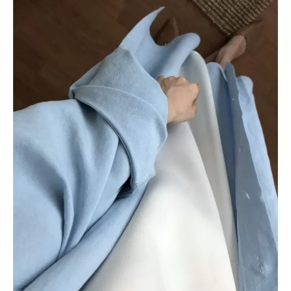 imagechouyatou Womens Summer Bathing Suit Cover Up Loose Lightweight Linen Button Down Maxi Shirt DressLight Blue