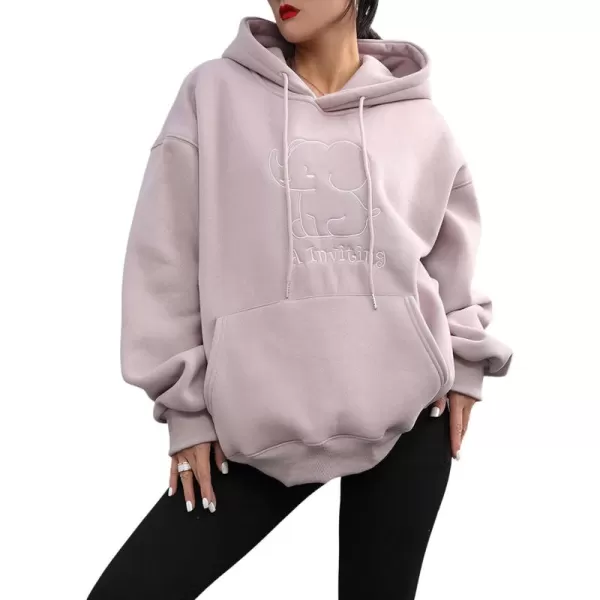 imagechouyatou Women Fall Oversized Graphic Sweatshirt Hoodie Winter Cute Pullover Y2K SweatshirtLight Purple