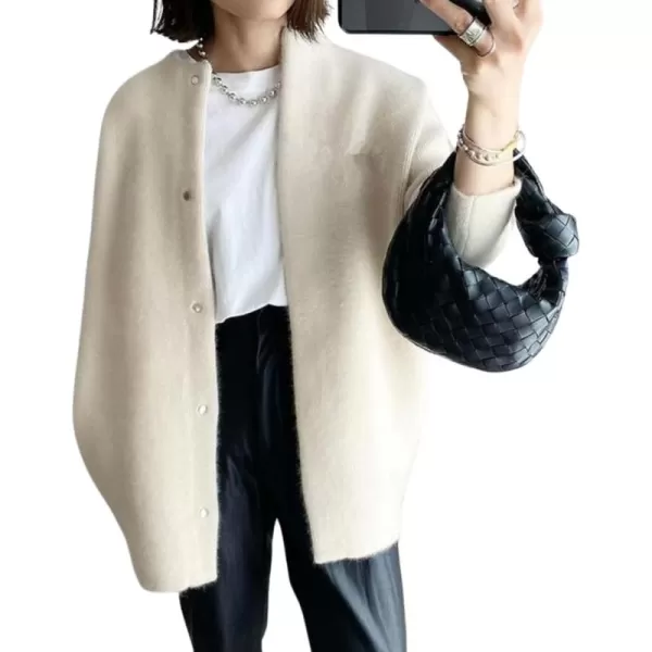 imagechouyatou Womens Fall Winter Button Down Long Knit Cardigan Sweater Coat Business Casual Loose CoatiganBeige