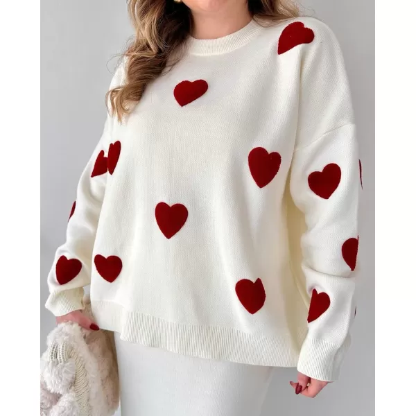 imagechouyatou Women 2 Piece Sweater Skirt Sets Floral Heart Ribbed Knit Sweater Top Bodycon Midi Skirt OutfitsWhite Red