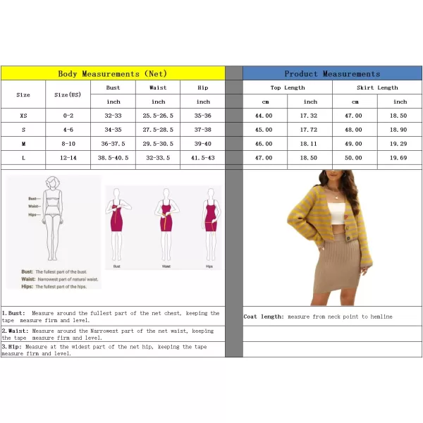 imagechouyatou Womens 2 Piece Sets Color Block Striped Cardigan Mini Bodycon Skirt Two Piece Sets KnitwearBlack