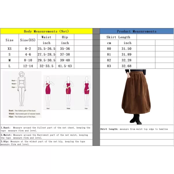 imagechouyatou Womens Elastic Waist Vintage Corduroy Skirt Button ALine Swing Midi Long Skirt with PocketsBlack