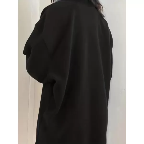 imagechouyatou Womens Fall Half Zip Oversized Sweatshirt Fleece Contrast Color Casual Boyfriend Y2K HoodieBlack