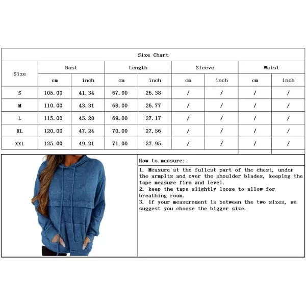 imagechouyatou Womens Fall Waffle Knitted Hoodie Drawstring Hooded Long Sleeve Pullover Sweatshirt TopsBlue