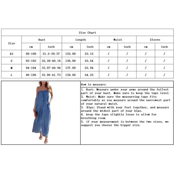 imagechouyatou Womens Summer Boho Spaghetti Strap Sleeveless Denim Jumpsuits Wide Leg Jean Jumpsuit Pants RomperBlue