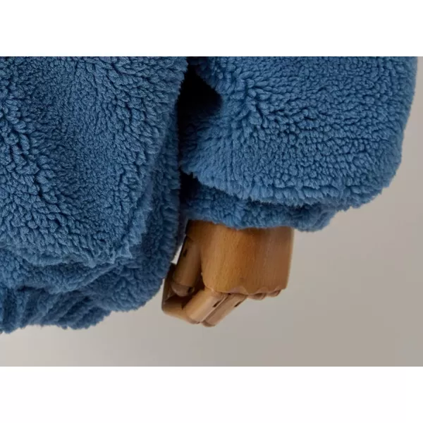 imagechouyatou Womens Winter Hooded Full Zip Fuzzy Faux Shearling Baggy Oversized Teddy Coat with PocketBlue