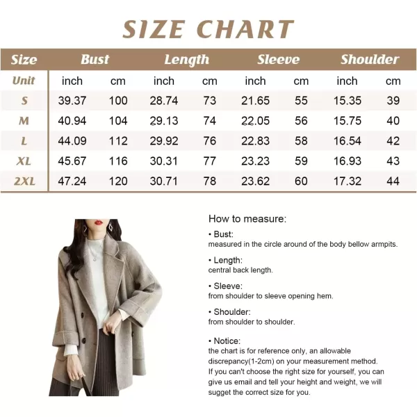 imagechouyatou Womens Casual Notch Lapel Double Breasted Warm Shacket Jacket Wool CoatApricot