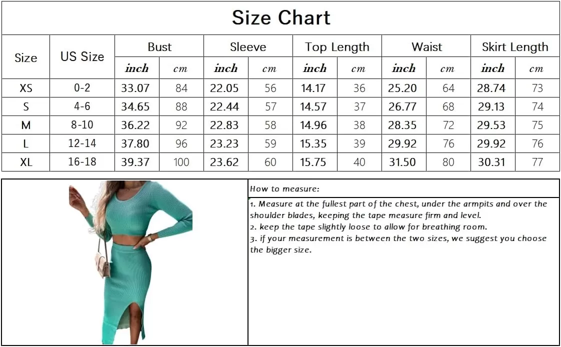 imagechouyatou Womens Sexy Bodycon Ribbed Knit Sweater Sets Crop Top and High Slit Skirt Sets 2 Piece OutfitsWhite