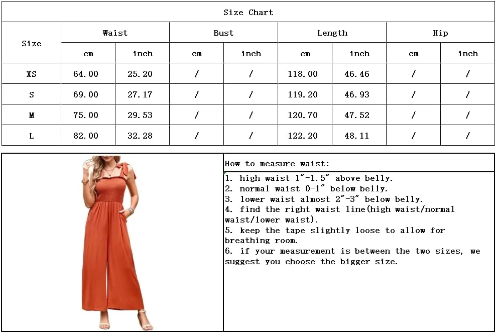 imagechouyatou Womens Summer Casual Sleeveless High Waist Jumpsuits Tie Shoulder Smoked Overall RompersBlack