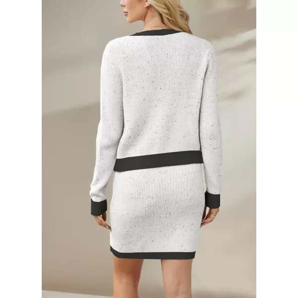 imagechouyatou Womens 2 Piece Sweater Skirt Outfits Ribbed Knit Button Up Cardigan Mini Skirt Two Piece SetsApricot