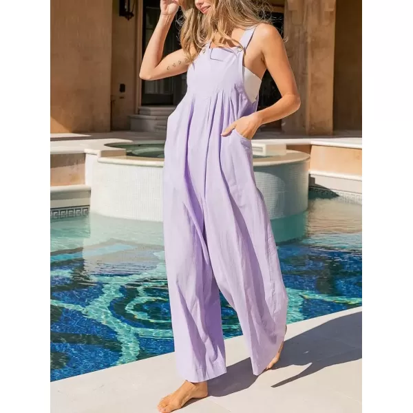 imagechouyatou Womens Casual Spaghetti Strap Wide Leg Bib Overall Jumpsuit Palazzo Pants with PocketsLight Blue
