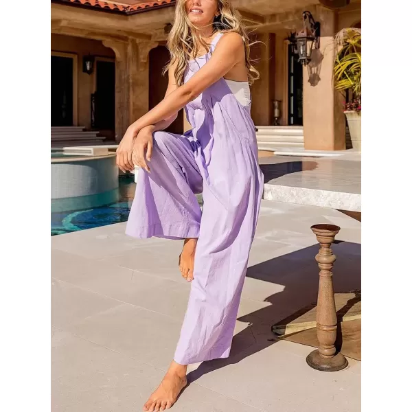 imagechouyatou Womens Casual Spaghetti Strap Wide Leg Bib Overall Jumpsuit Palazzo Pants with PocketsLight Blue