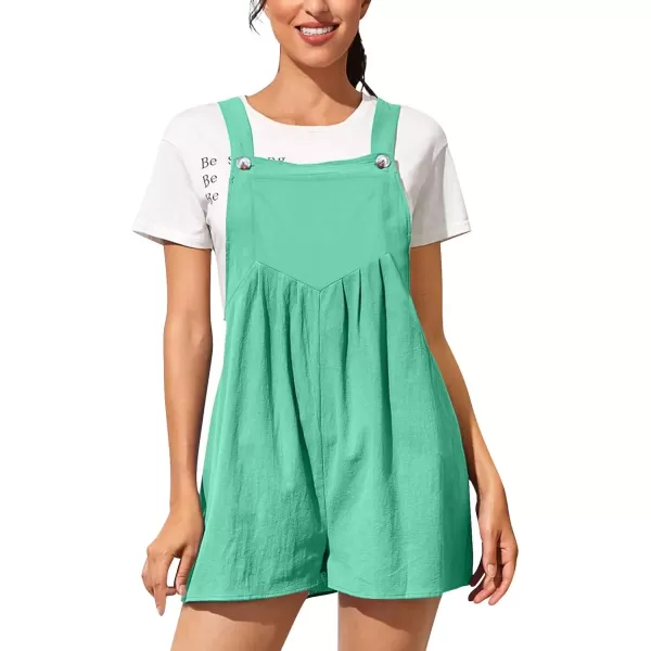 imagechouyatou Womens Summer Loose Short Linen Overalls Cute Wide Leg Rompers Casual Jumpsuits ShortsBright Green