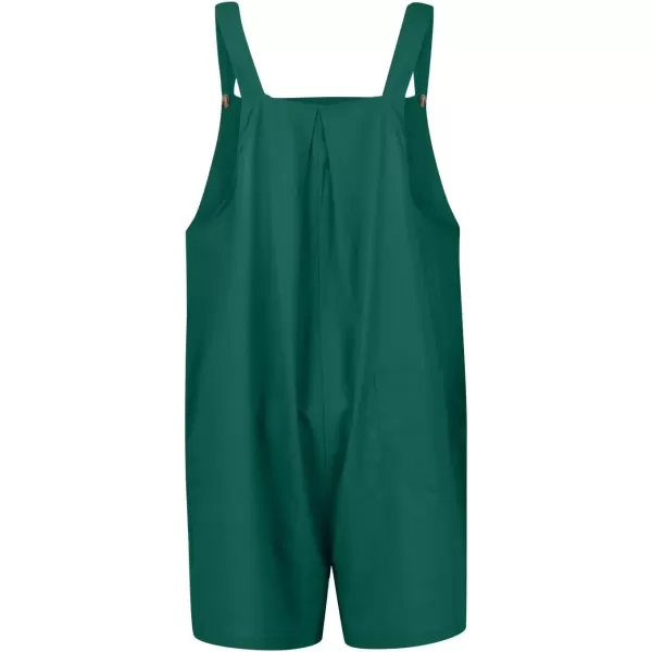 imagechouyatou Womens Summer Loose Short Linen Overalls Cute Wide Leg Rompers Casual Jumpsuits ShortsDark Green