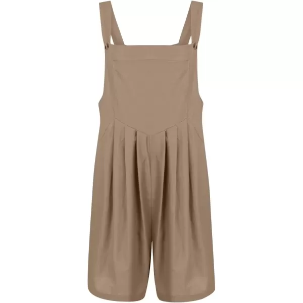 imagechouyatou Womens Summer Loose Short Linen Overalls Cute Wide Leg Rompers Casual Jumpsuits ShortsDark Khaki
