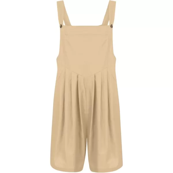 imagechouyatou Womens Summer Loose Short Linen Overalls Cute Wide Leg Rompers Casual Jumpsuits ShortsKhaki