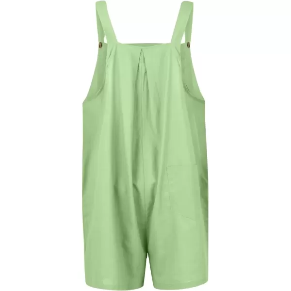 imagechouyatou Womens Summer Loose Short Linen Overalls Cute Wide Leg Rompers Casual Jumpsuits ShortsLight Green